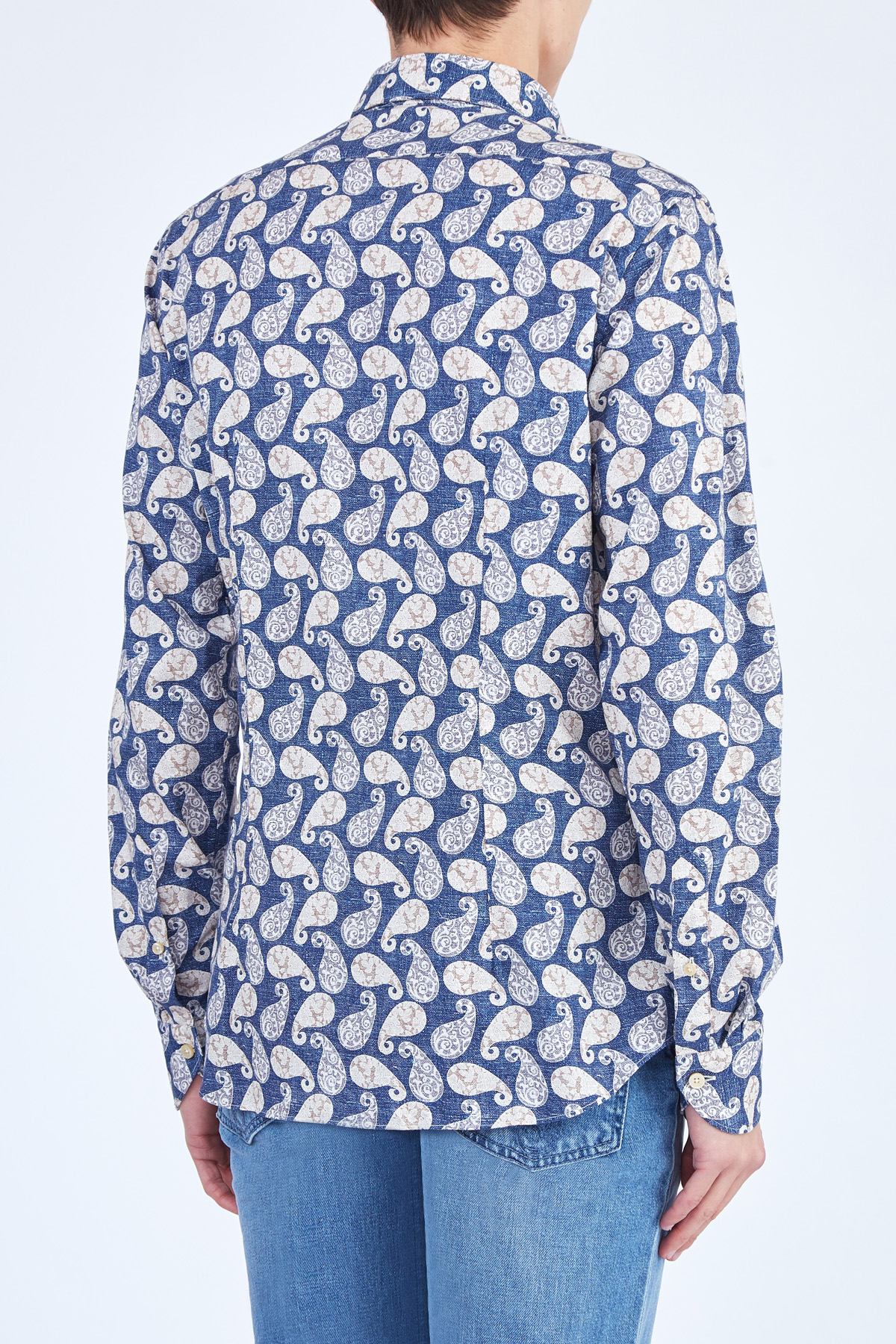 Приталенная рубашка из хлопка с выбеленным эффектом Beluga washed XACUS, цвет мульти, размер 50;52 - фото 4